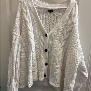 Quince Oversized White Cotton Cardigan
